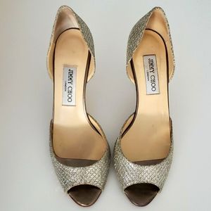Jimmy Choo Logan d'Orsays Champagne Glitter 38.5